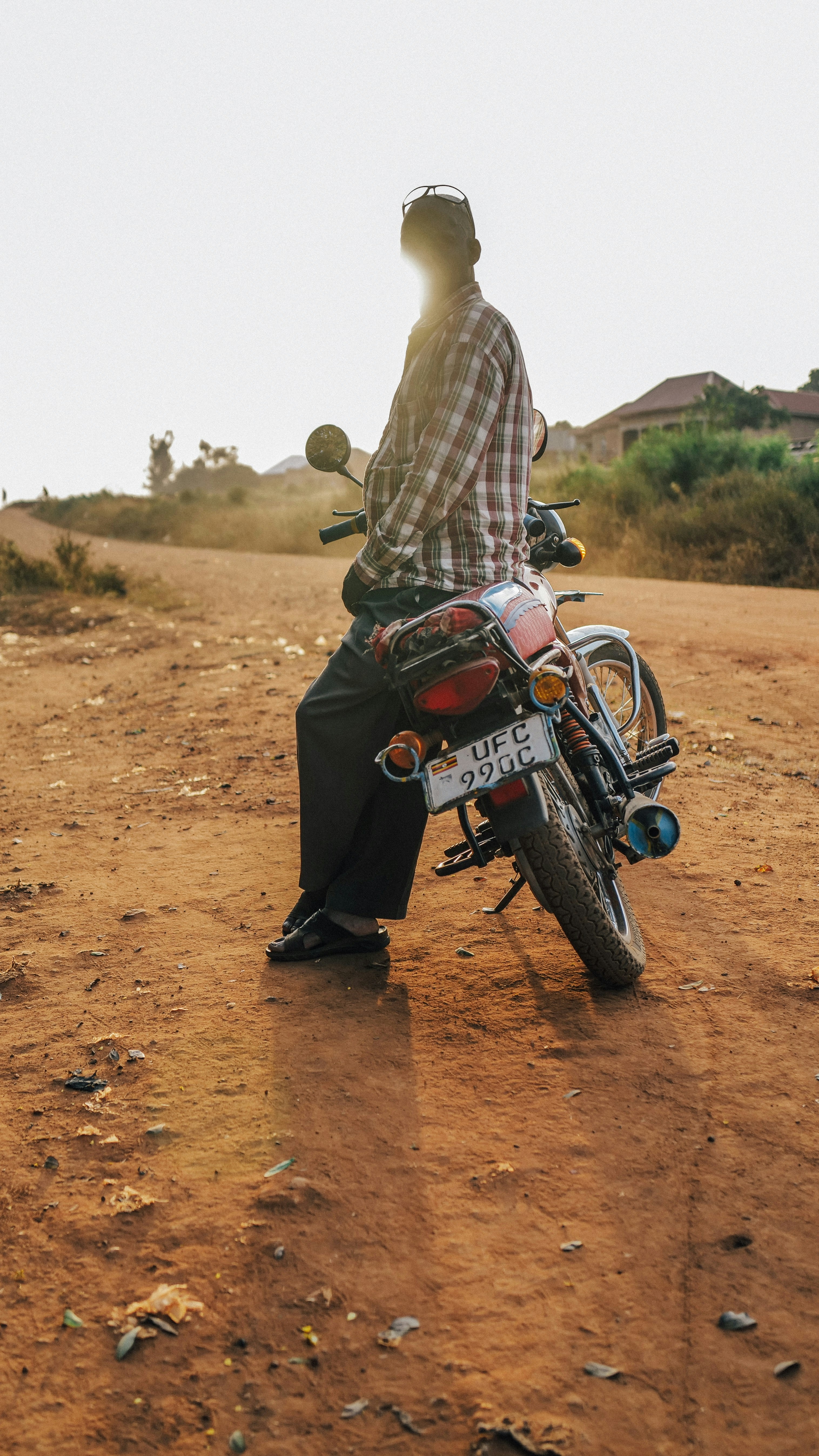 A boda-boda motorcycle taxi in Africa